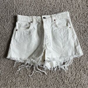 Reformation Jeans High Rise Frayed Leg Denim Shorts
